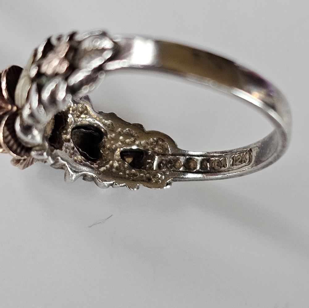 Black Hills Gold Rose Design 12k/925 Multicolor Ring Size 6.5 - Picture 4 of 9